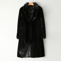 2021 new imported mink leather Grand coat female long section Mink Henning Leather Grass Suit Collar Jupi Winter Coat Woman