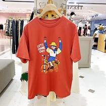 2022 Summer new Korean version Loose Display Slim Print Little Bear Round Collar Short Sleeve T-shirt Woman Tide TTRW225115P
