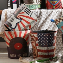 European leather trash can home living room vintage without lid trash can Hotel Bedroom Bar decoration fashion paper basket