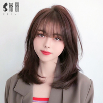 Wig female long hair Xin Zhilei high-level face repair and age reduction real hair first love head does not pick face shape medium and short hair full headgear