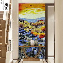 Customized mosaic puzzle porch Jane Europe art glass dining room living room landscape decoration painting self-adhesive background wall stickers