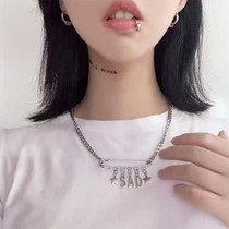 ins Harajuku style hip hop pin letter necklace SAD personality star choker tide men and women couples niche match