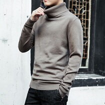 sweater autumn winter 2022 new knitwear all match korean fashion men's winter thick fleece turtleneck bottoming shirt