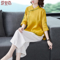 Summer womens middle-aged mother foreign-aged large size two-piece set 2020 New Lady elegant fashion set