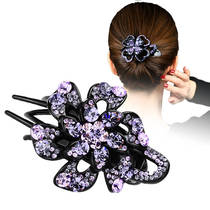 Three-tooth clip hair headdress female Korean rhinestone hairclip back large hairpin grab clip Korean elegant duckbill clip