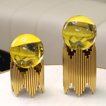 Light luxury transfer yellow crystal ball decoration living room entrance wine cabinet office study abstract fortune Handicraft ornaments