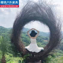 Bali Nets Red Bird Nest Autumn Thousands Outdoor Photo Scenic Spot Folk wedding dress Photography swing chair vine chic hanging hanging chair