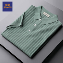 Romon polo shirt mens short-sleeved summer high-end ice silk slim-fitting t-shirt Knitted tide brand mens business cotton lapel
