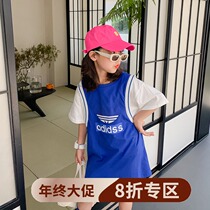 (year-end clear cabin not to be changed) girl short sleeve T-shirt 2021 new medium long little girl foreign air blouse