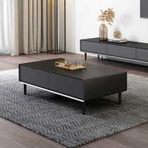 Modern minimalist tea table Nordic rectangular size living room black gray light luxury creative storage tea table with feet