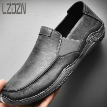 Casual leather shoes one pedal lazy cowhide 2022 new summer breathable mens mens shoes beanie thin