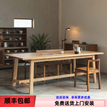 Nordic solid wood light luxury dining table Modern home dining table Designer Minimalist desk workbench Log desk