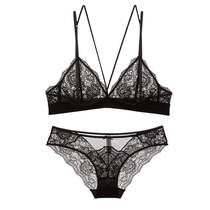 Girl's Beauty House No Rims Thin Underwear Panties Sexy Comfortable Breathable Lace Bra Set Student Bra