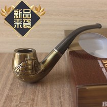 Tobacco pipe mens portable trumpet full set of handmade wood filter copper core three-purpose dry pipe smoke pot accessories for solid wood