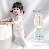 Korean version of childrens clothing girls celebrity style set Autumn Autumn style vest dress dress sweet princess two-piece set