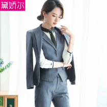 Striped suit business dress women suit 2021 new autumn dress OL fashion dress work work interview overalls