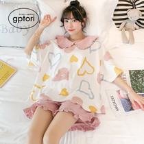 Japanese pajamas womens summer cotton short-sleeved thin two-piece suit 2021 new original design spring and autumn home service