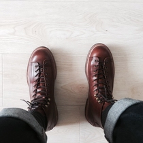 Ami khaki retro British style paratrooper short-faced boots leather high-top mens shoes all-match tooling Martin boots womens tide