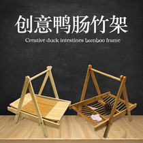 Hot pot shop duck sausage goose sausage shelf creative tableware Hotel hotel special mood dishes Dry fried bamboo and wood hanger tableware