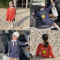 Salty Egg Shrimps Rice Girl Bubble Cuff Polo Collar Guard Dress Baby Spring Autumn Dress Child Smiles Face Long Sleeve Dress