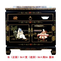 Yangzhou lacquerware neoclassical lacquer art home decoration bone stone inlay double door drawing square bedside table Coffee Table Customization