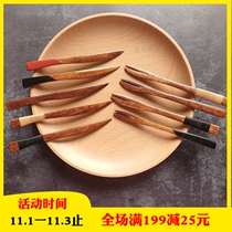 Creative mini solid wood knife Wood fork Japanese wooden dessert knife fork two-piece set fruit fork cake fork tableware