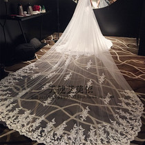 Retro Palace Tingle Lace Lace Head Yarn Super-long Bridal Wedding Yarn Accessories Big Tug Tail White Yarn Han Style Accessories