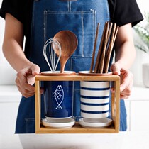 Sun-style chopstick bamboo and wood household cylinder draining frame double-barrel domestic cage ceramic kitchen containing box shelve
