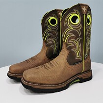 Two-color new foreign trade vintage middle tube mens boots Cowhide riding boots Western Cowboy boots Goodyear waterproof work boots 42