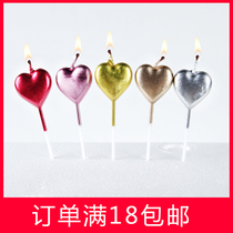  Birthday cake decoration heart-shaped love five-pointed star golden candle Creative childrens gold-plated candle baking dress up