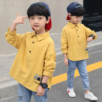  Childrens clothing boys solid color shirt Childrens spring and autumn long-sleeved shirt 2020 autumn 6 new 7 middle children 8 tide children 9 years old