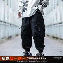 AOGZ National Tide brand overalls mens spring and autumn loose function ruffians handsome ins big pocket Velcro leg pants