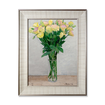 (Printmaking) Xu Qiaojians Yellow Flower micro-spray version N 99 has been mounted