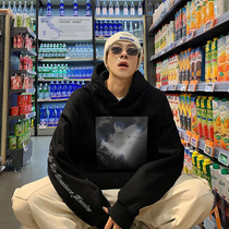 Révenge Vintage Angel FOG High Street American Tide Cards Loose Pure Cotton Plus Suede Hooded Sweatshirt Male Winter