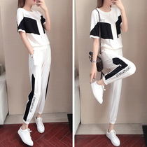 Tide Card 2022 Summer New Casual Sports Suit Women Han Version Loose Fashion 70% Sleeve Running Suit Two Sets