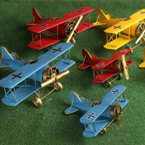 Iron Sheet Aircraft Model Double Wing Large Size Retro Nostalgia Iron Art Aircraft Pendulum-window Windows Photography Props
