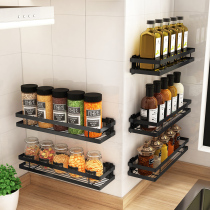 Kitchen seasoning condiment rack non-perforated condiment storage wall hanging soy sauce bottle spices wall-mounted single-layer