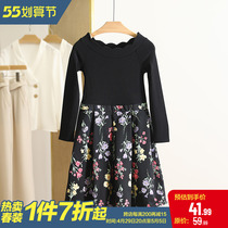 (pull) Broken Flowers Collection Waist Round Collar Splicing Fake Two Pieces Dress Spring Dress 2022 New Brands Discount Womens Clothing