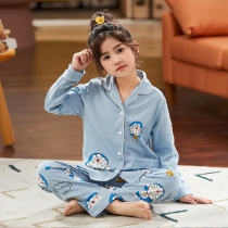 Spring and autumn Daughters Child Pure Cotton Sleeping Clothes FatTong Kids Baby Dingy Cat Cartoon Plus Hypertrophy Yard home Suits Suit