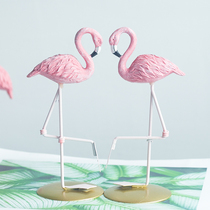 ins girl heart pink flamingo small wrought iron resin ornaments creative home living room decoration gift