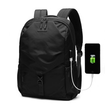 Casual backpack men USB charging simple travel backpack waterproof light outdoor street trend computer bag