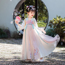 5-year-old Handwear girl Summer thin Fairy Air Dress Superfairy Gust 6 Children 7 Ancient Dress 8 High-end Short Sleeve Dress