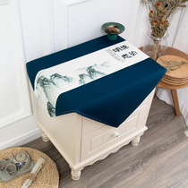 New Chinese retro anti-dust bedroom bed head cabinet cover cloth 100 lap square small cabinet cover towels anti-scraping cotton linen tablecloths