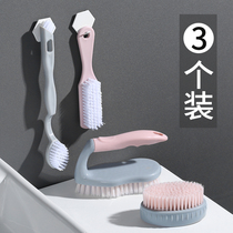 Straight curved handle shoe brush household do not hurt shoes multifunctional cleaning artifact hard hair board brush plastic laundry washing shoes set