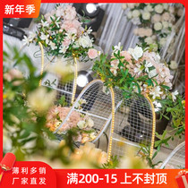 Wedding props wrought iron S grid road guide wave pendulum ceiling grid table road guide wedding background decoration