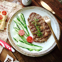 Japanese original imported zakka round plate light color ring powder lead plate dish dessert ceramic plate