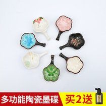  Yizengge ceramic ink dish multifunctional dish Brush holder Pen wash pen holder water dish Wenfang Sibao Sheng ink ink cartridge ink tray Ink pool pen Licking inkstone for students Beginner calligraphy Chinese painting utensils