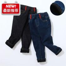 Childrens pants for boys plus velvet jeans 2020 winter ◆ new boy jeans pants winter plus velvet children