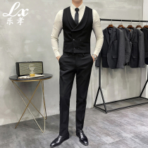 Suit vest suit male British retro double-breasted horse clip groom wedding party dress best man Brother Group suit