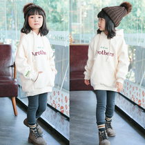 Girls sweater 2022 new Korean version of the middle and big childrens middle and long childrens casual hooded foreign style thin top tide